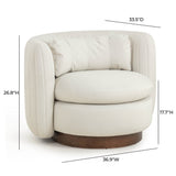 Nura Cream Performance Vegan Mohair Swivel Accent Chair