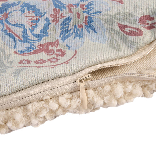 Rosabel Washed Denim Teddy-Backed Pillow, 2 MOQ