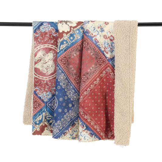 Patchwork Bandana Teddy-Backed Throw, 2 MOQ
