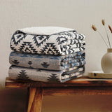 Southwest Aztec Design Throw with Sherpa Backing - Closeout