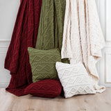 Cable Knit Soft Diamond Euro Sham, Sage Green
