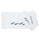 Feather 3PC Embroidery Towel Set, White, 2 MOQ