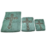 Embroidered Cross 3PC Towel Set, 2 MOQ