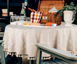 Tablecloth Round - Plaid Tablecloth with Tassels