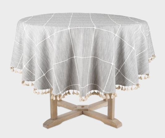 Tablecloth Round - Plaid Tablecloth with Tassels