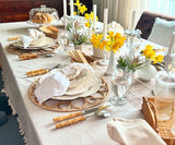 Beige Striped Tablecloth with Tassel