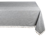 Gray Striped Tablecloth with Tassel