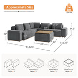 Terra Cloud 139" Boneless Sectional Sofa with Table - Deep-Seated Sectional for Modern Living Rooms
