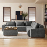 Terra Cloud 139" Boneless Sectional Sofa with Table - Deep-Seated Sectional for Modern Living Rooms