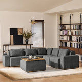 Terra Cloud 139" Boneless Sectional Sofa with Table - Deep-Seated Sectional for Modern Living Rooms