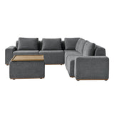 Terra Cloud 139" Boneless Sectional Sofa with Table - Deep-Seated Sectional for Modern Living Rooms