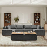 Terra Cloud 139" Boneless Sectional Sofa with Table - Deep-Seated Sectional for Modern Living Rooms