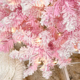 HOMCOM 6ft Prelit Snow Flocked Artificial Christmas Tree with Pencil Shape, Pine Realistic Branches, Warm White LED lights, Auto Open, Pink and White