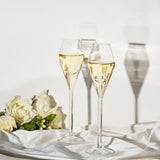 Champagne Flute Glassware | Set of 2, 7.8 OZ | Diamond Stemmed Glass