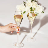 Champagne Flute Glassware | Set of 2, 7.8 OZ | Diamond Stemmed Glass