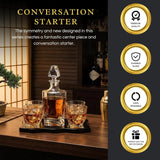 Wine and Whiskey Mountain Decanter, 4 Glasses and Wood Tray 750 ML