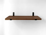 Thick Mahogany Shelf with Black Steel J Brackets