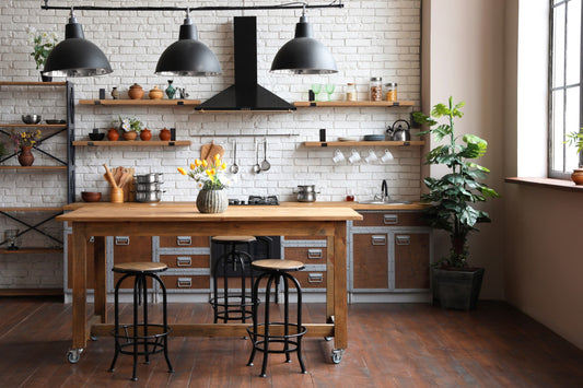 Thick Oak Floating Shelf with Black Steel Brackets
