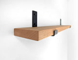 Thick Oak Floating Shelf with Black Steel Brackets