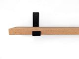 Thick Oak Floating Shelf with Black Steel Brackets