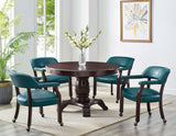Tournament Game Table and Chairs, 6 Piece, Teal (Table & 4 Captains Chairs)