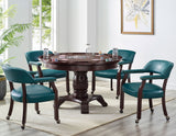 Tournament Game Table and Chairs, 6 Piece, Teal (Table & 4 Captains Chairs)