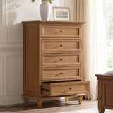 Erendiria Transitional 5-Drawer Chest Dresser with Solid Wood Frame