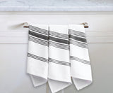 Black Striped Kitchen Towels Set of 4