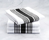 Black Striped Kitchen Towels Set of 4