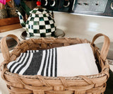 Black Striped Kitchen Towels Set of 4
