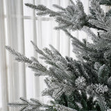 HOMCOM 9 FT Artificial Christmas Tree, Flocked Hinged Xmas Tree with 1939 Tips, Steel Base, Auto Open, Green