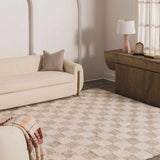 Atira Light Brown Checkered Area Rug