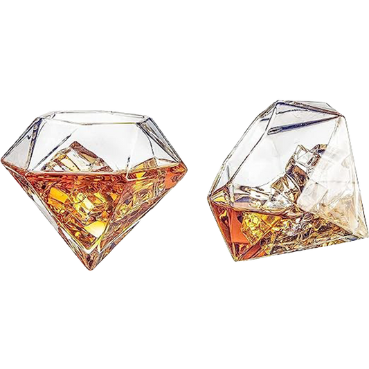 The Wine Savant Diamond Whiskey Glasses, Set of 2 10 oz
