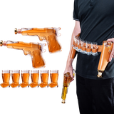 Pistol & Shotglasses Decanter Party Serving Holster Set