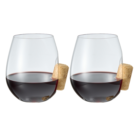 Corked Stemless Wine Glasses | Set of 2 (19.6 OZ)
