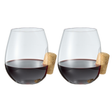 Corked Stemless Wine Glasses | Set of 2 (19.6 OZ)