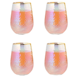 Festive Lustered Iridescent Stemless Wine - Set of 4