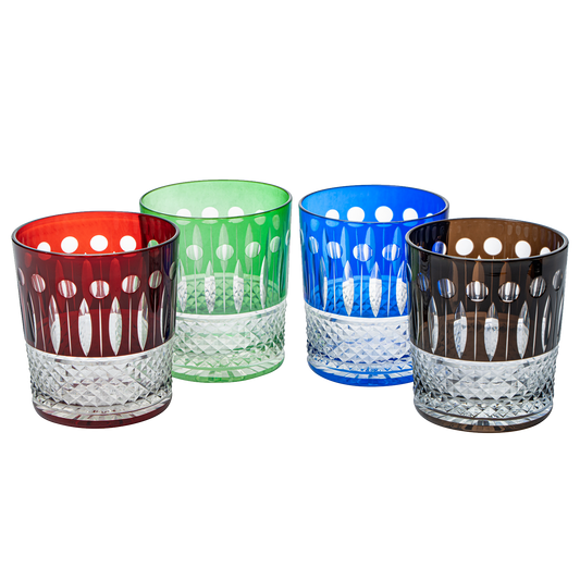 Crystal Italian Multicolor Design Cups -Set of 4