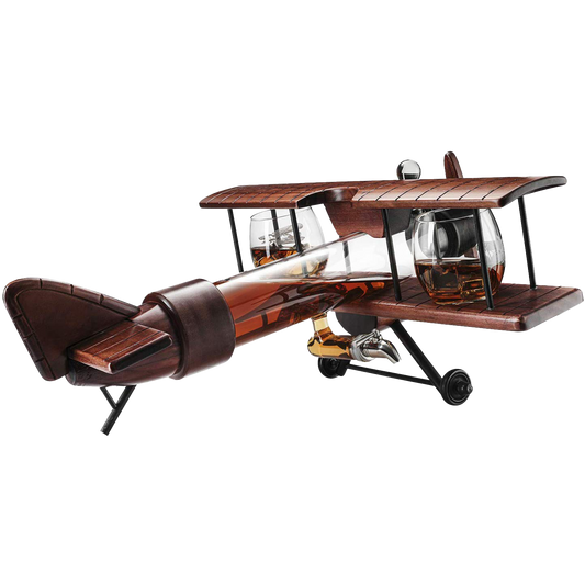Whiskey & Wine Decanter Airplane Set - Large 21"