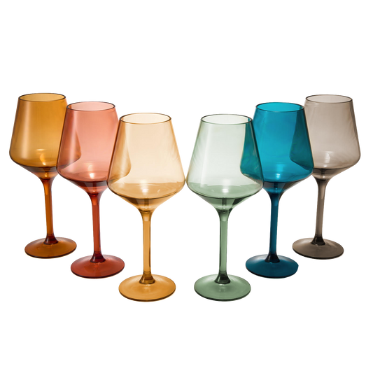European Style Crystal, Stemmed Wine Glasses | Set of 6 | 15oz