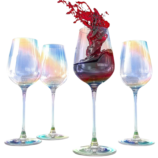 Iridescent Luster Large Radiance Wine Glasses - White Pearl Whimsy