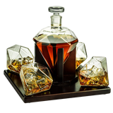Diamond Whiskey and Wine Decanter, 750ml With 4 Diamond Glasses