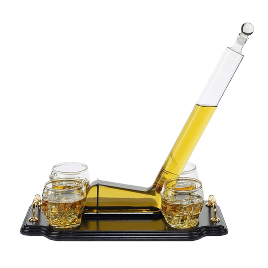 Ice Hockey Whiskey Decanter Set With 4 Helmet Whiskey Glasses