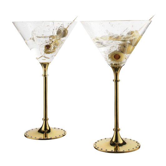 Gold Cocktail, Martini & Champagne Glasses Rhinestone DIAMOND