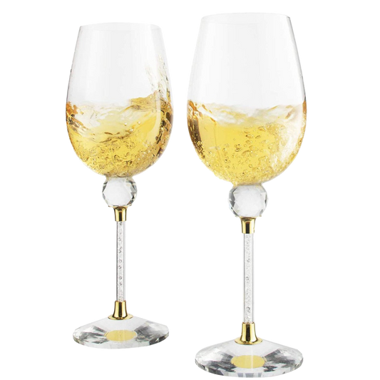 Rhinestone DIAMOND Studded Wine Glasses 16 Ounces Set