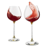 Crystal Wine Glasses Diamond Filled Stem, Large 18 Ounces