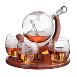 Etched World Decanter Whiskey Globe