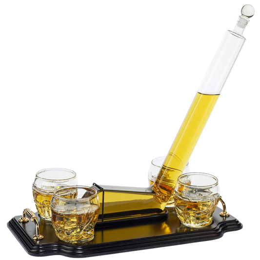Ice Hockey Whiskey Decanter Set With 4 Helmet Whiskey Glasses