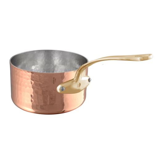 Mauviel M'Tradition Hammered Copper & Tin Inside Sauce Pan With Brass Handle