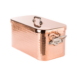 Mauviel M'Tradition Hammered Copper & Tin Inside Rectangular Braising Pan With Lid, Cast Stainless Steel Handles, 6.4-Qt